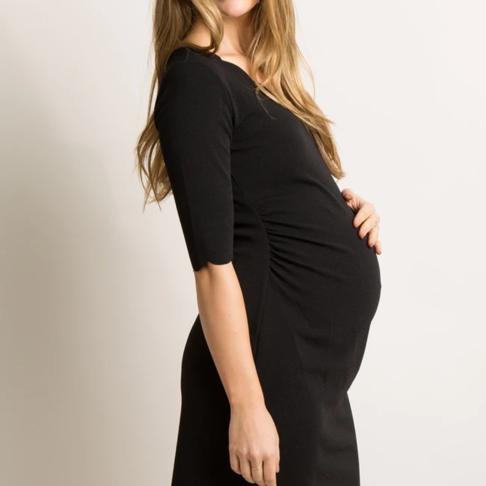 NWOT Pinkblush Tall Black Scalloped Maternity Dress